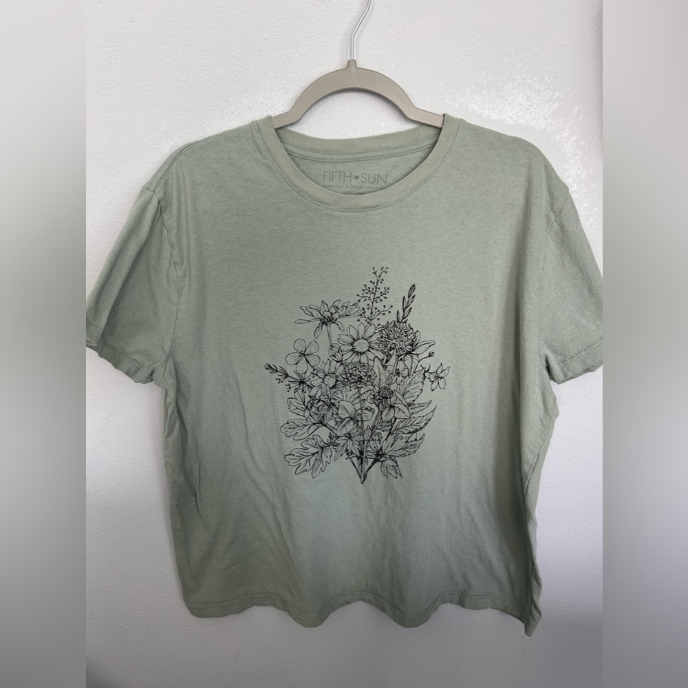 Green flowered Fifth Sun top